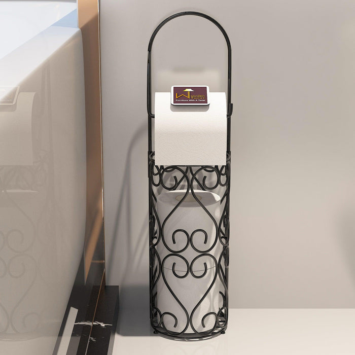 Wooden Twist Wrought Iron Designer Hierro Kitchen Toilet Tissue Roll Dispenser Napkin Holder - WoodenTwist