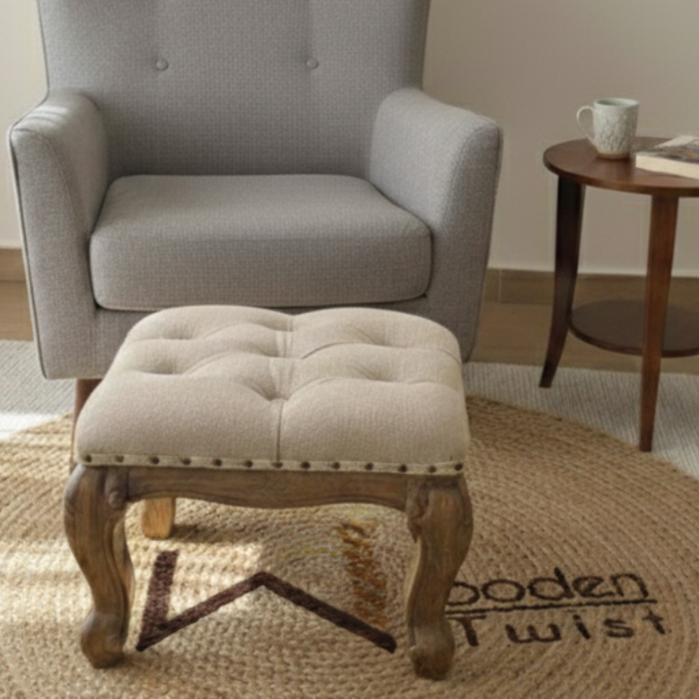Tufted Upholstered Footrest Stool