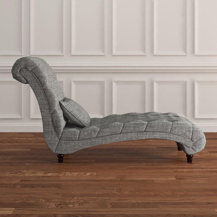 Wooden Twist Dormitorio Button Tufted Modernize Solid Wood Couch Chaise Lounge - WoodenTwist