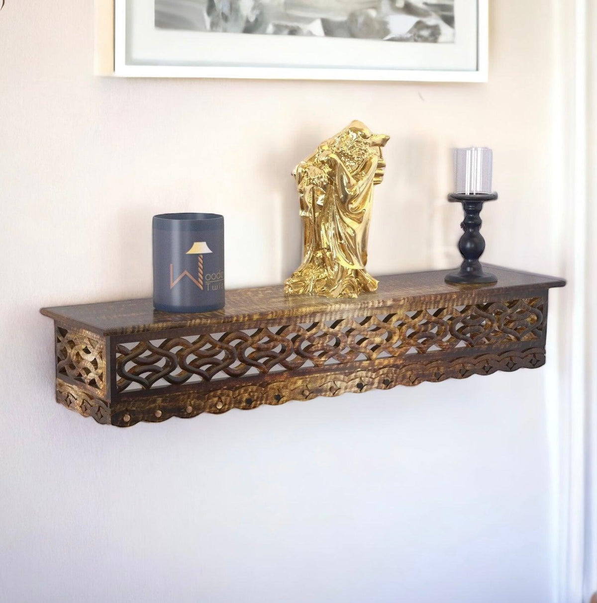 Hand Carved Jali Wall Shelf