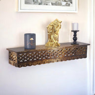 Onlineshoppee Wooden Fancy Hand Carved Wall Shelf with Jali Work - WoodenTwist