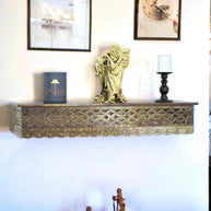 Onlineshoppee Wooden Fancy Hand Carved Wall Shelf with Jali Work - WoodenTwist