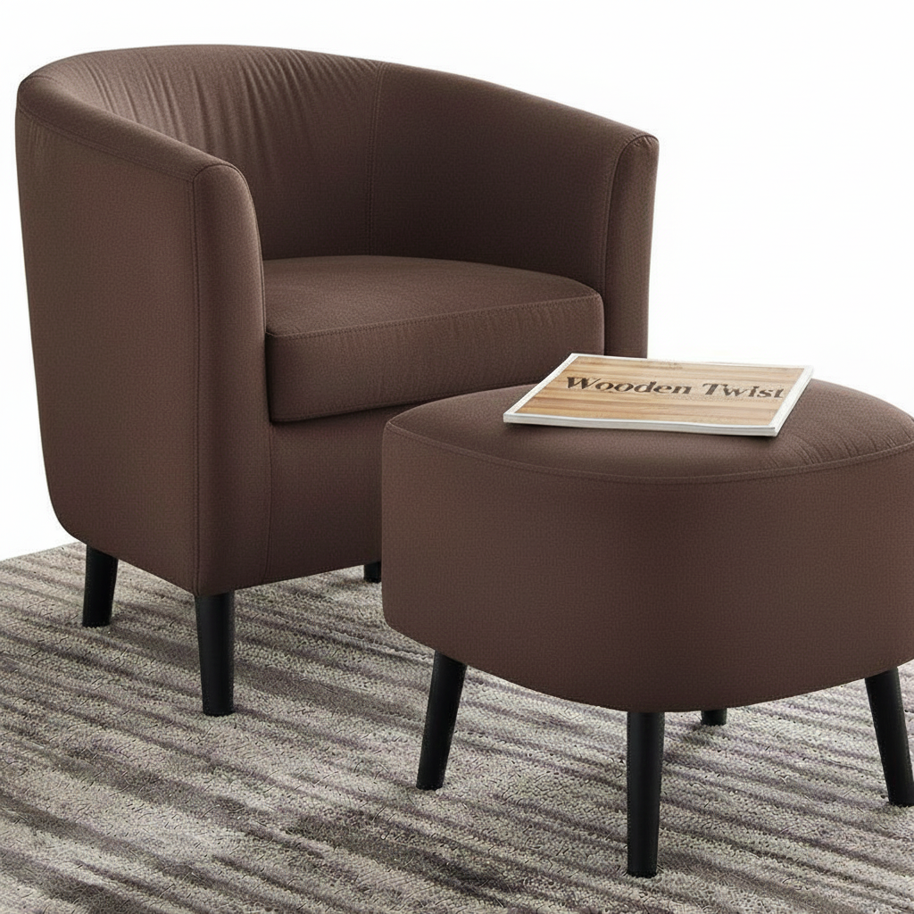 Wooden Twist Nexus Teak Wood Sleeper Chair with Ottoman Stool For Living Room