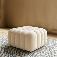 Wooden Twist Laruz Modern Tufted Design Footrest Pouf & Ottoman Bench In Soft Fabric - WoodenTwist