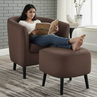 Wooden Twist Nexus Teak Wood Sleeper Chair with Ottoman Stool For Living Room - WoodenTwist