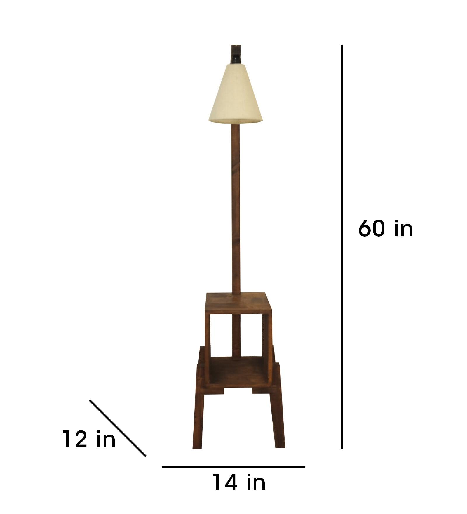 Gerard Wooden Floor Lamp with Brown Base and Jute Fabric Lampshade - WoodenTwist