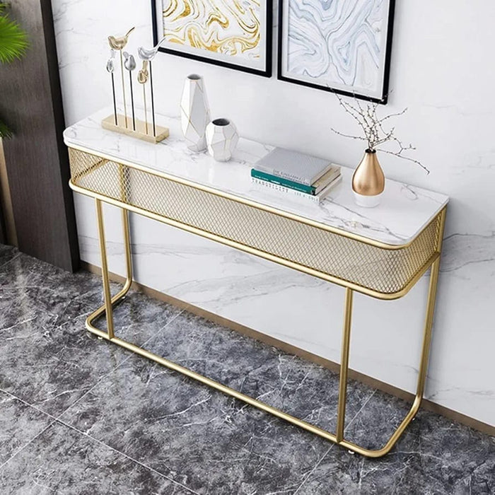 Elegant Rectangle Console Table - Golden