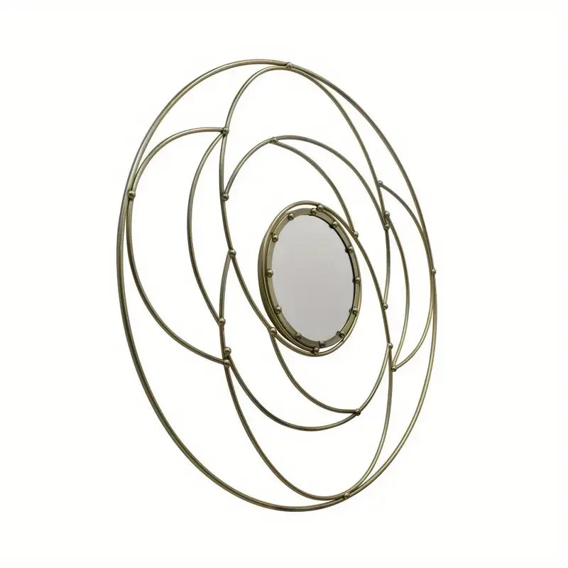 Gold wire frame round mirror