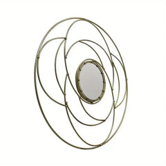 Gold wire frame round mirror