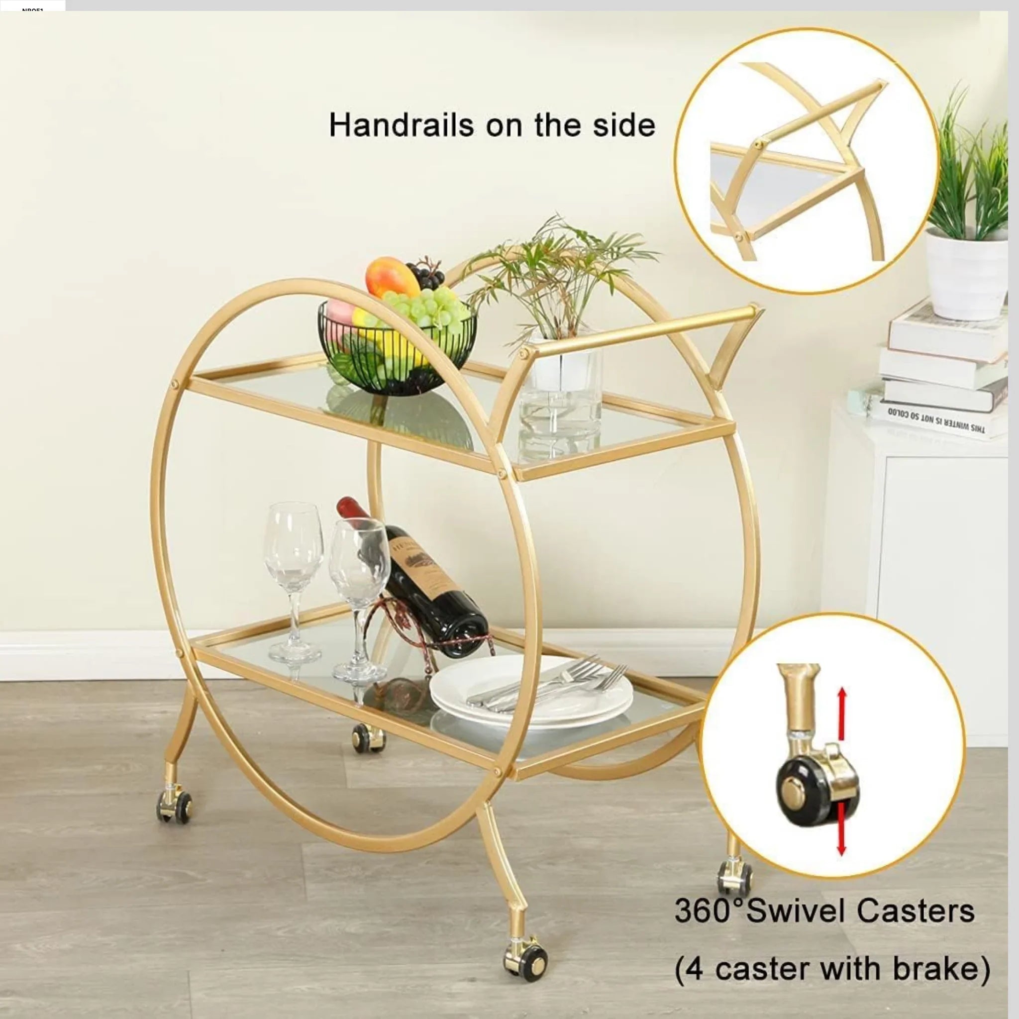 Golden-finished round cart