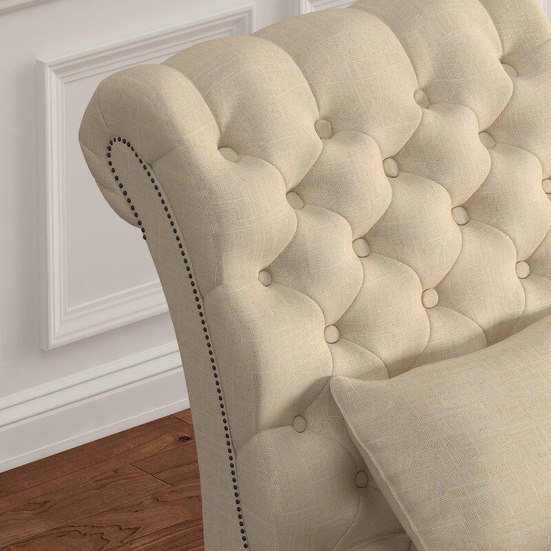 Wooden Twist Dormitorio Button Tufted Modernize Solid Wood Couch Chaise Lounge - WoodenTwist