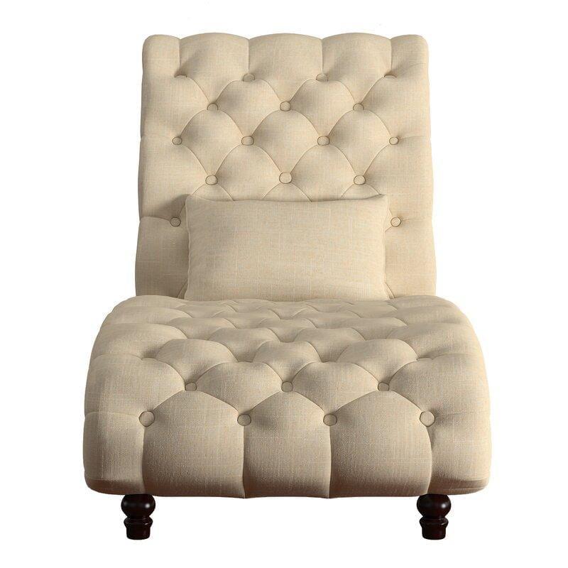 Wooden Twist Dormitorio Button Tufted Modernize Solid Wood Couch Chaise Lounge - WoodenTwist