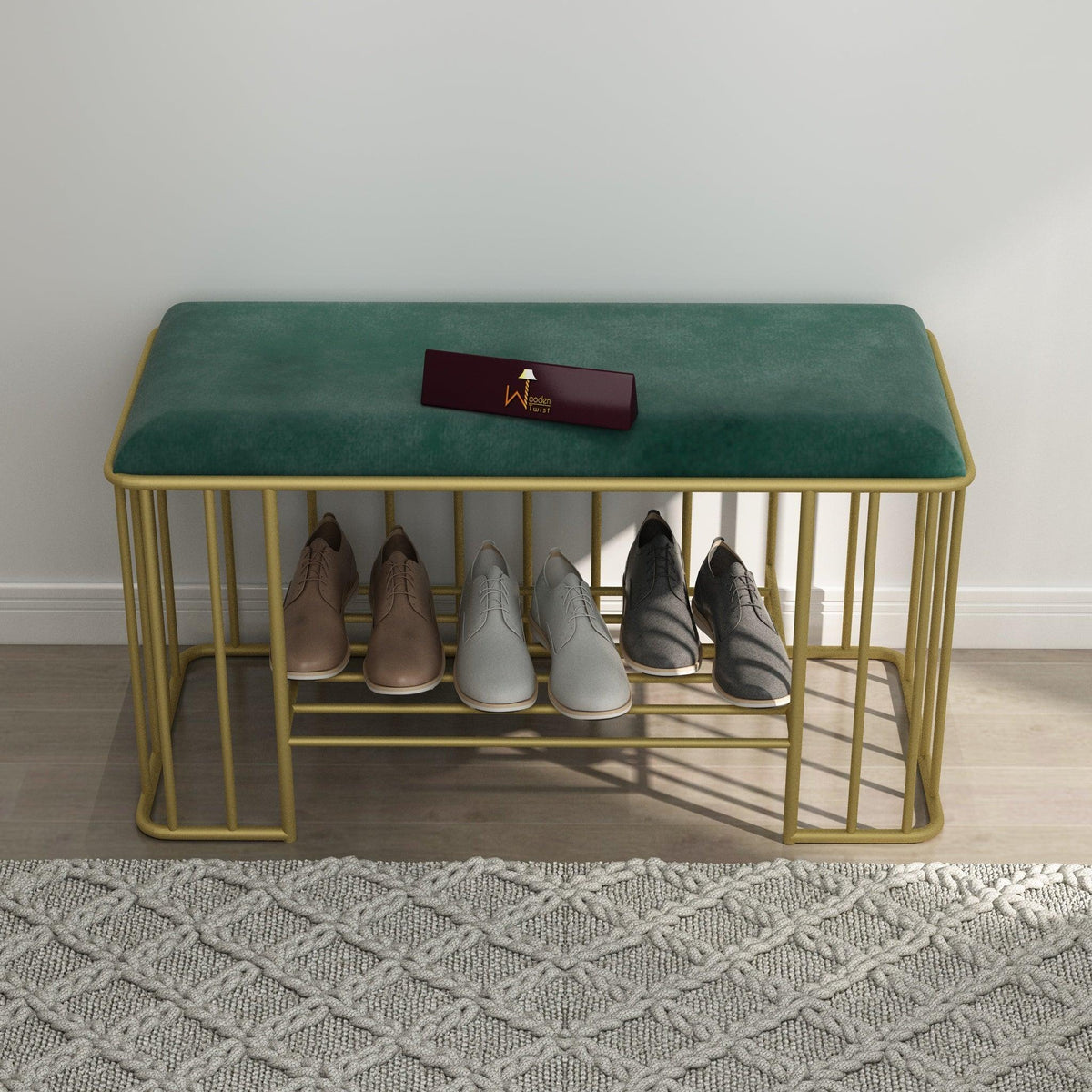 Cage-Style Wrought Iron Shoe Rack Bench
