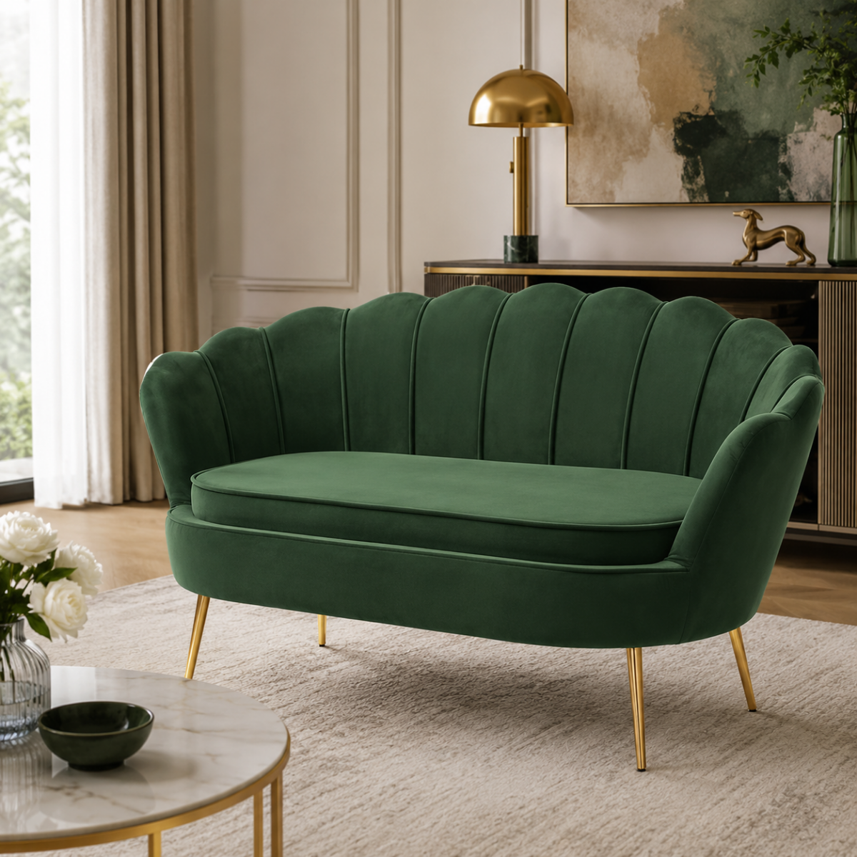 Wooden Twist Terciopelo Flared Arm Solid Wood Metal Legs Velvet Fabric Loveseat Modern Chaise Lounge