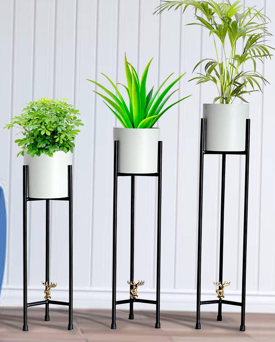 IRON PLANTER STAND WITH PLANTER SET OF 3