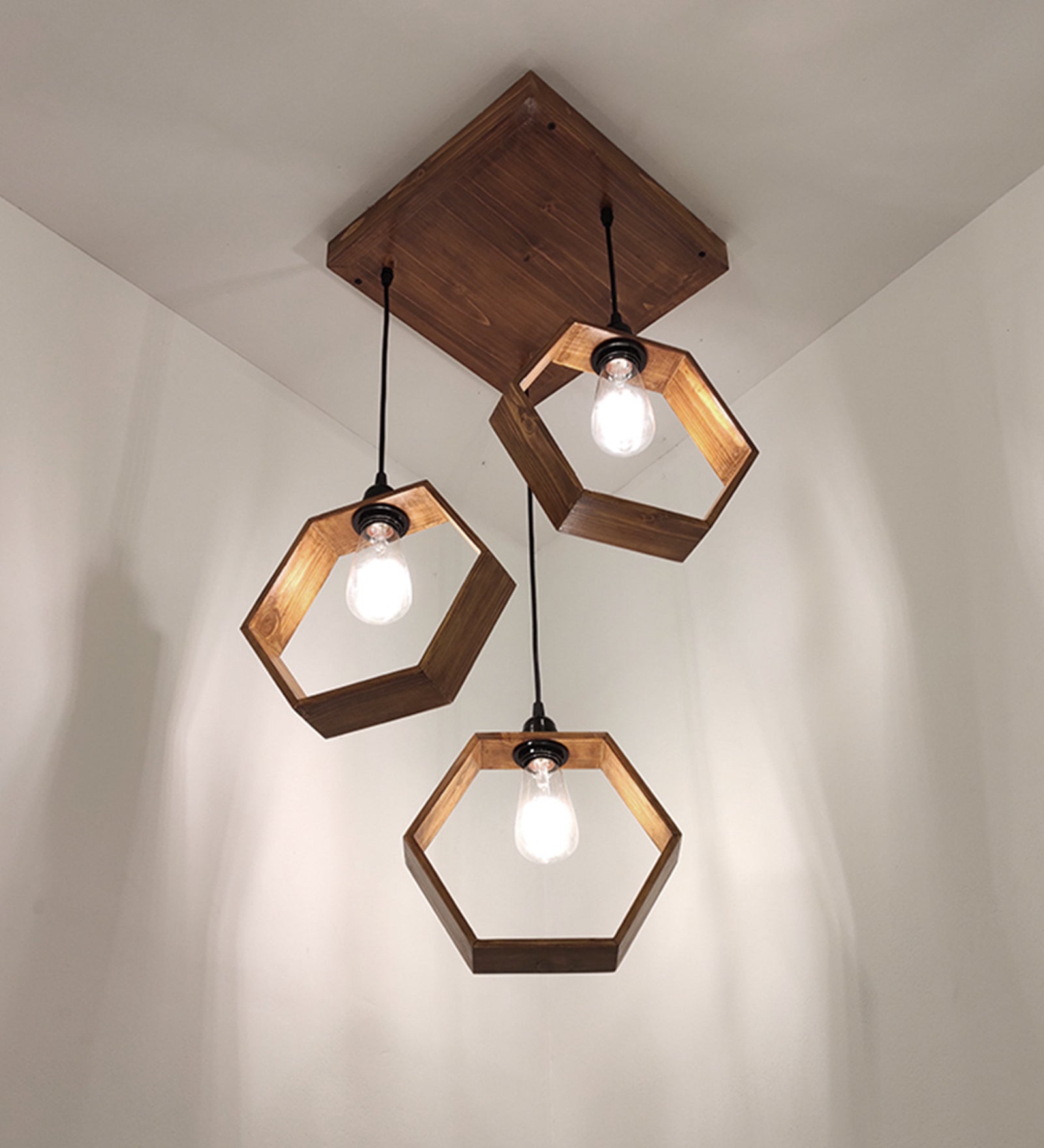 Hexagram Brown Cluster Hanging Lamp