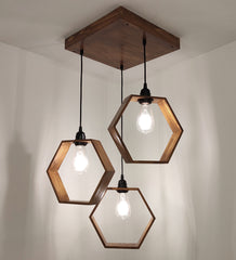 Hexagram Brown Cluster Hanging Lamp