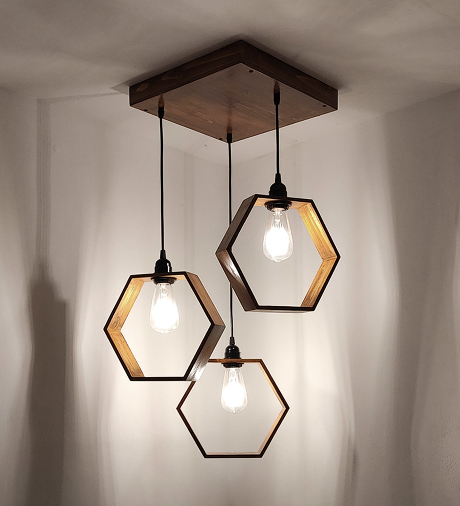 Hexagram Brown Cluster Hanging Lamp