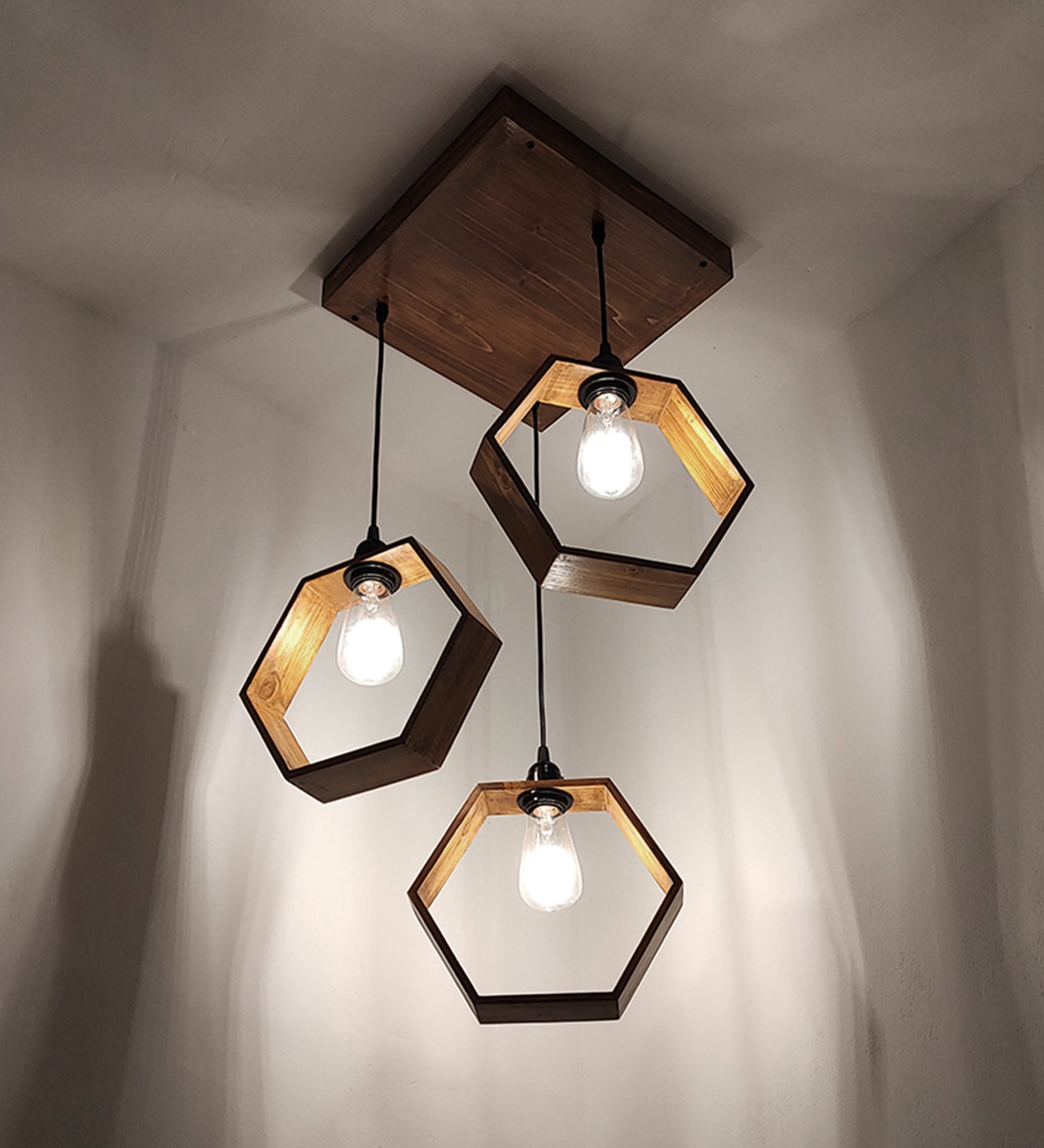 Hexagram Brown Cluster Hanging Lamp