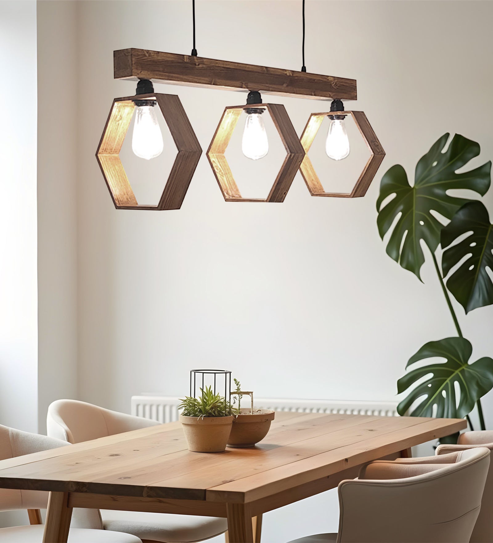 Hexagram Brown 3 Series Hanging Lamp