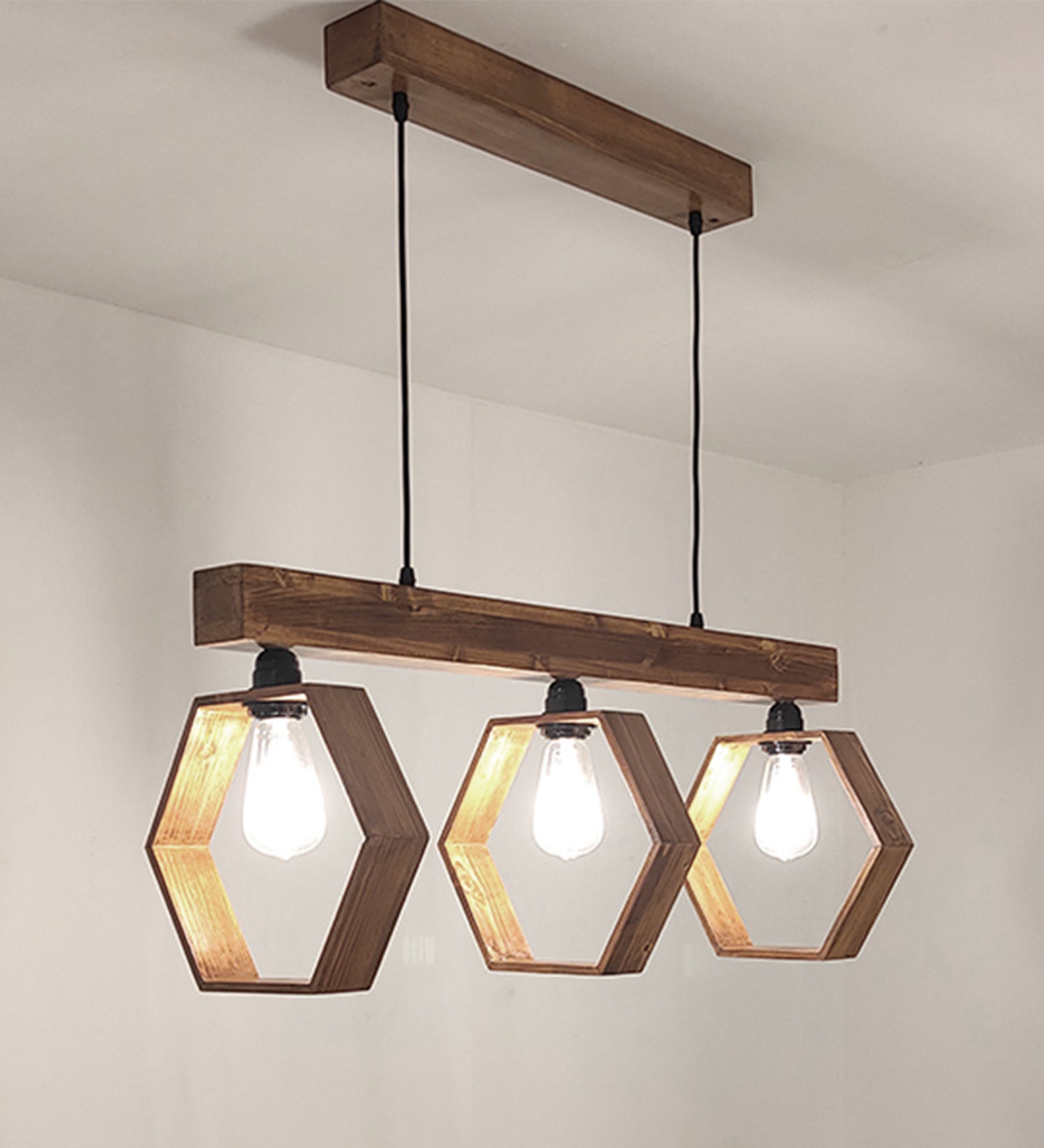 Hexagram Brown 3 Series Hanging Lamp