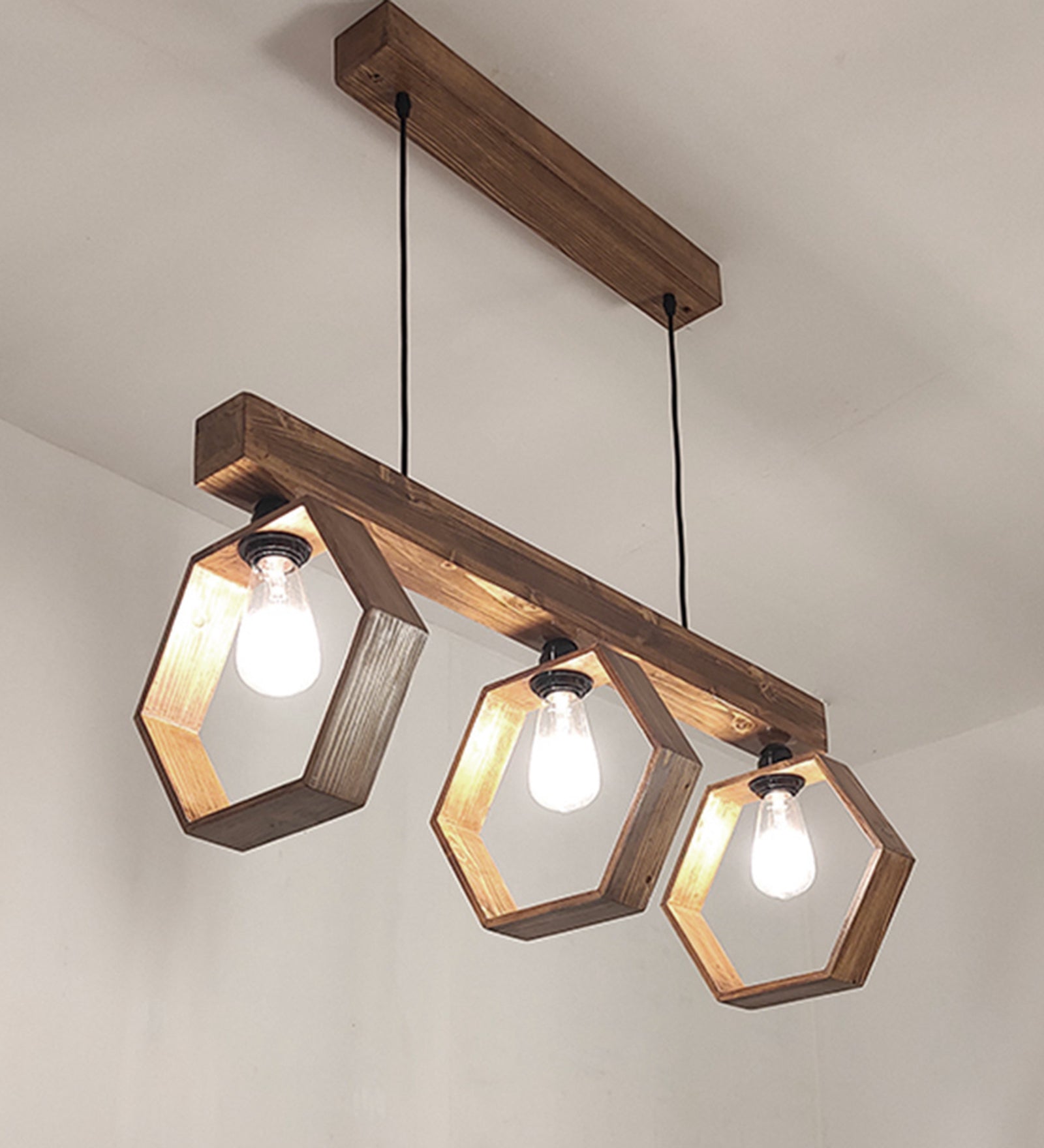 Hexagram Brown 3 Series Hanging Lamp