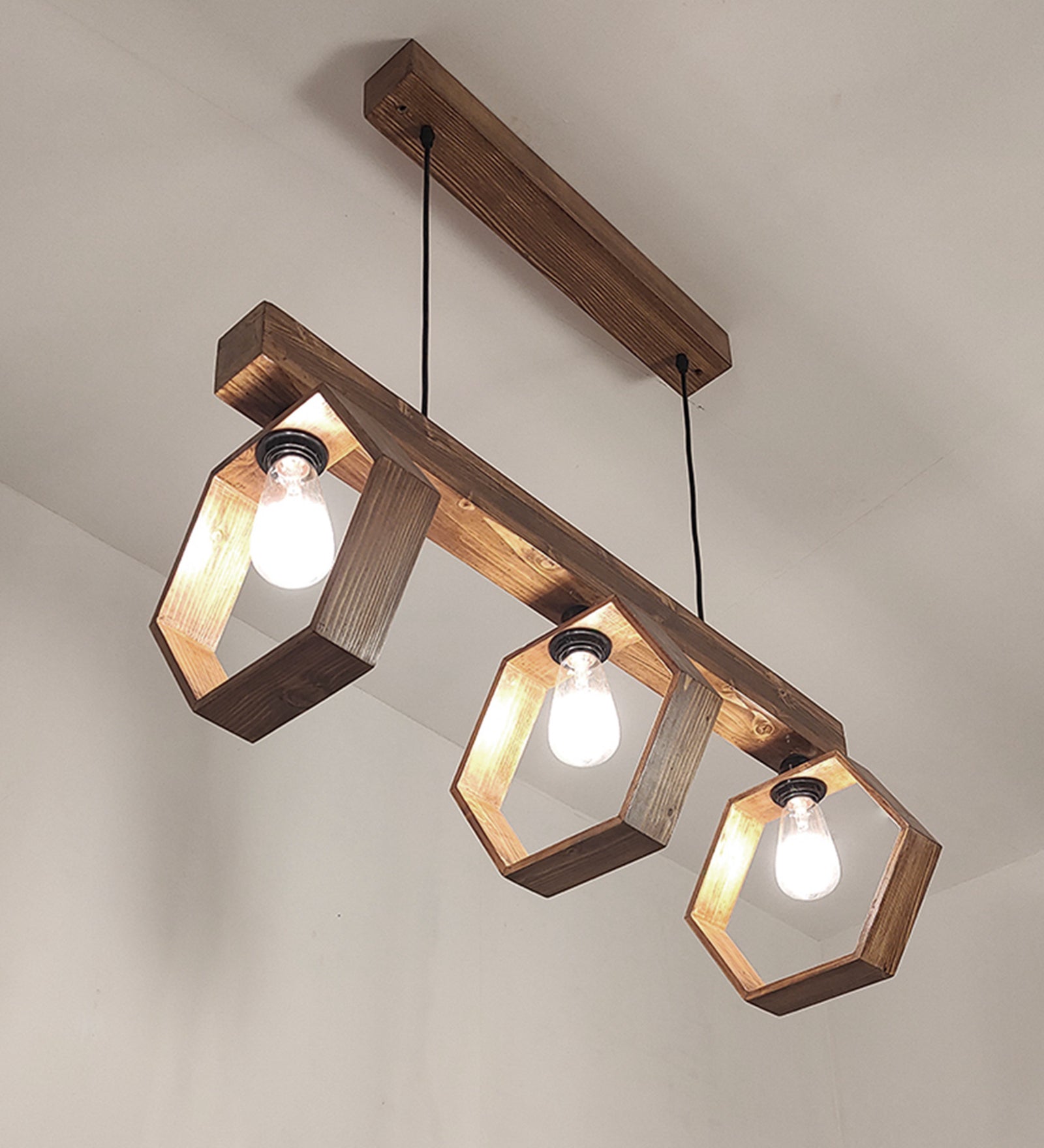 Hexagram Brown 3 Series Hanging Lamp