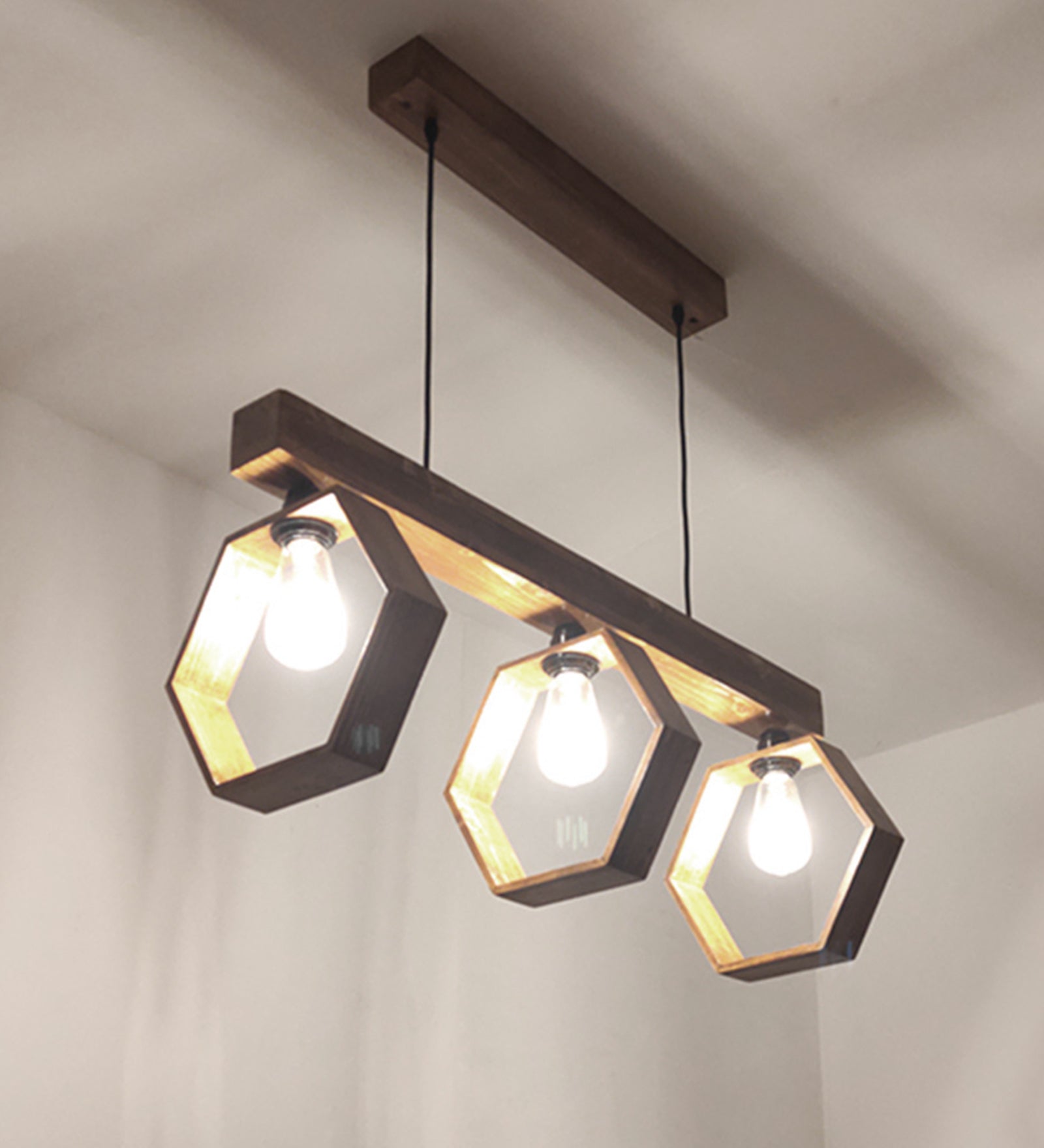 Hexagram Brown 3 Series Hanging Lamp