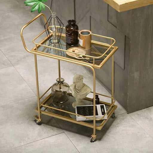 Modern Golden Iron Rectangle Trolley - Front View