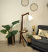 Hubert Wooden Floor Lamp with Brown Base and Jute Fabric Lampshade - WoodenTwist