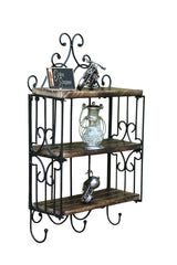 Wooden & Iron 3 Shelf Book/ Kitchen Rack With Cloth/Cup Hanger - WoodenTwist