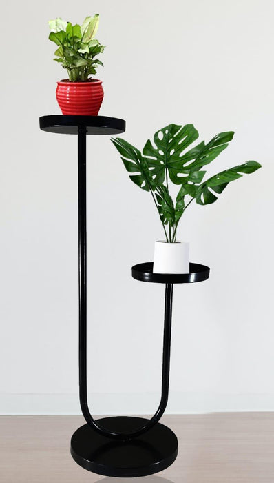 Black Planter with Double Plate