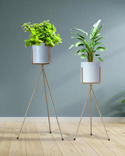Golden and White Criss Cross Square Planters