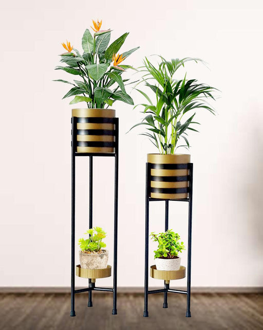 Golden and Black Stylish Double Pot Planters