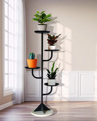 Plant Stands for Indoors and Outdoors, Flower Pot Holder Shelf for Multi Plants (BLACK PLANTER) - WoodenTwist