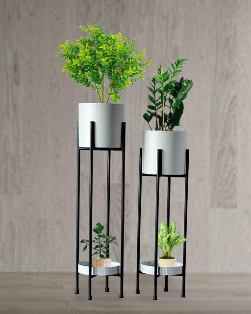 White and Black Double Bowl Plates Planters