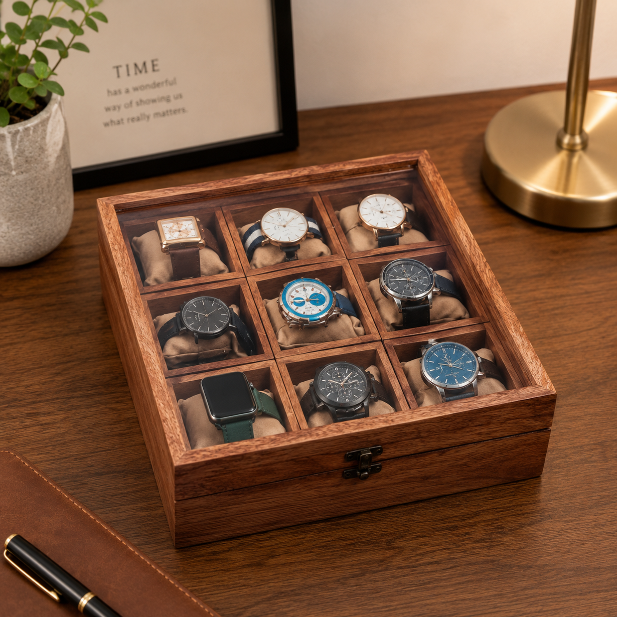 Wooden Twist Wooden Watch Box With 9 Compartments - WoodenTwist