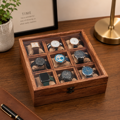 Wooden Twist Wooden Watch Box With 9 Compartments