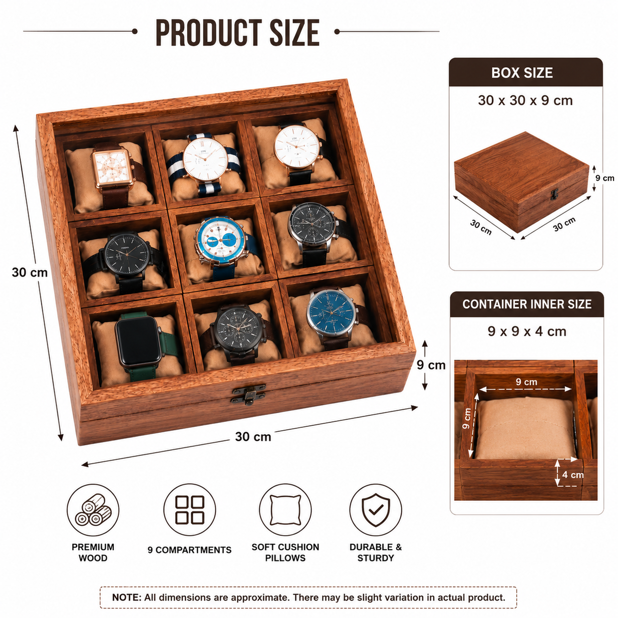 Wooden Twist Wooden Watch Box With 9 Compartments - WoodenTwist