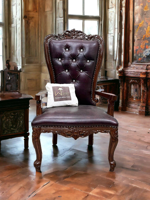 Wooden Twist Luxurious Hand Carved Teak Wood High Back Throne Chair - WoodenTwist