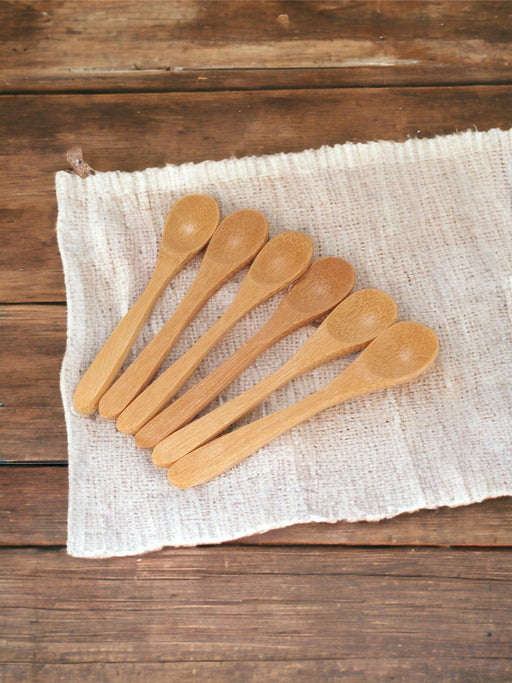 Wooden Twist Chronic Bamboo Wood Serving Spoons Set - 6 Pcs Eco-Friendly Utensil for Spice, Salt, and Sugar - WoodenTwist