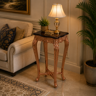 Elegant Carved End Table in Teak Wood - WoodenTwist