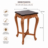 Elegant Carved End Table in Teak Wood - WoodenTwist