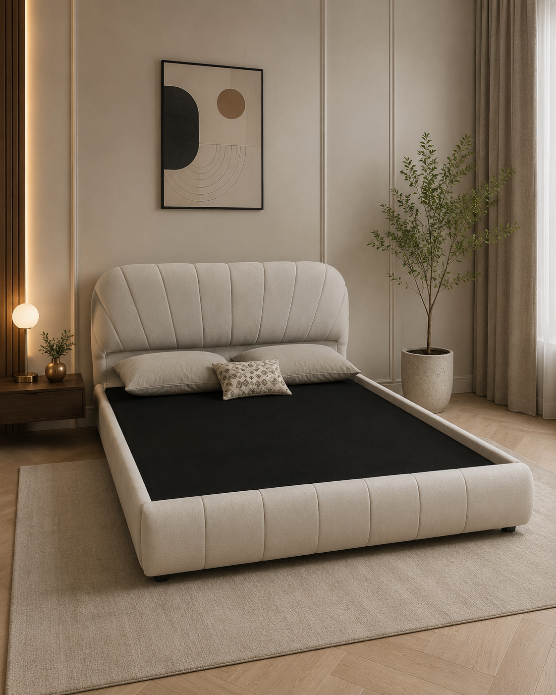 Wooden Twist Grandeur Modernize Boucle Upholstery Bed for Luxury Bedroom - WoodenTwist