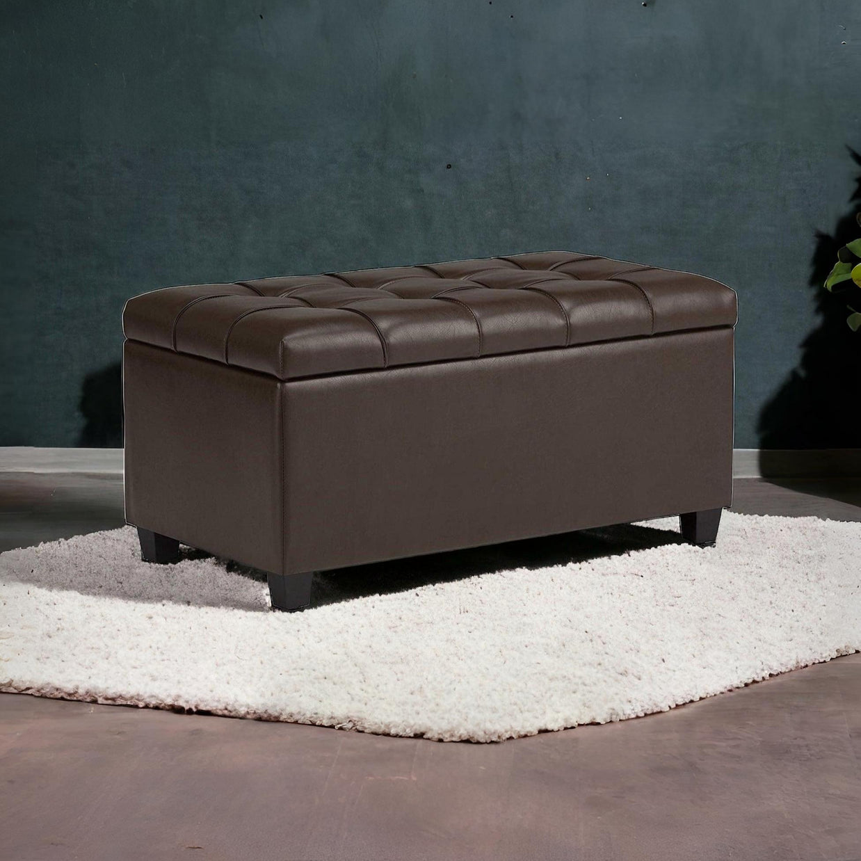 1 Seater Luper Tufted Storage Ottoman Pouffes with Storage Satin (Leatherette) - WoodenTwist