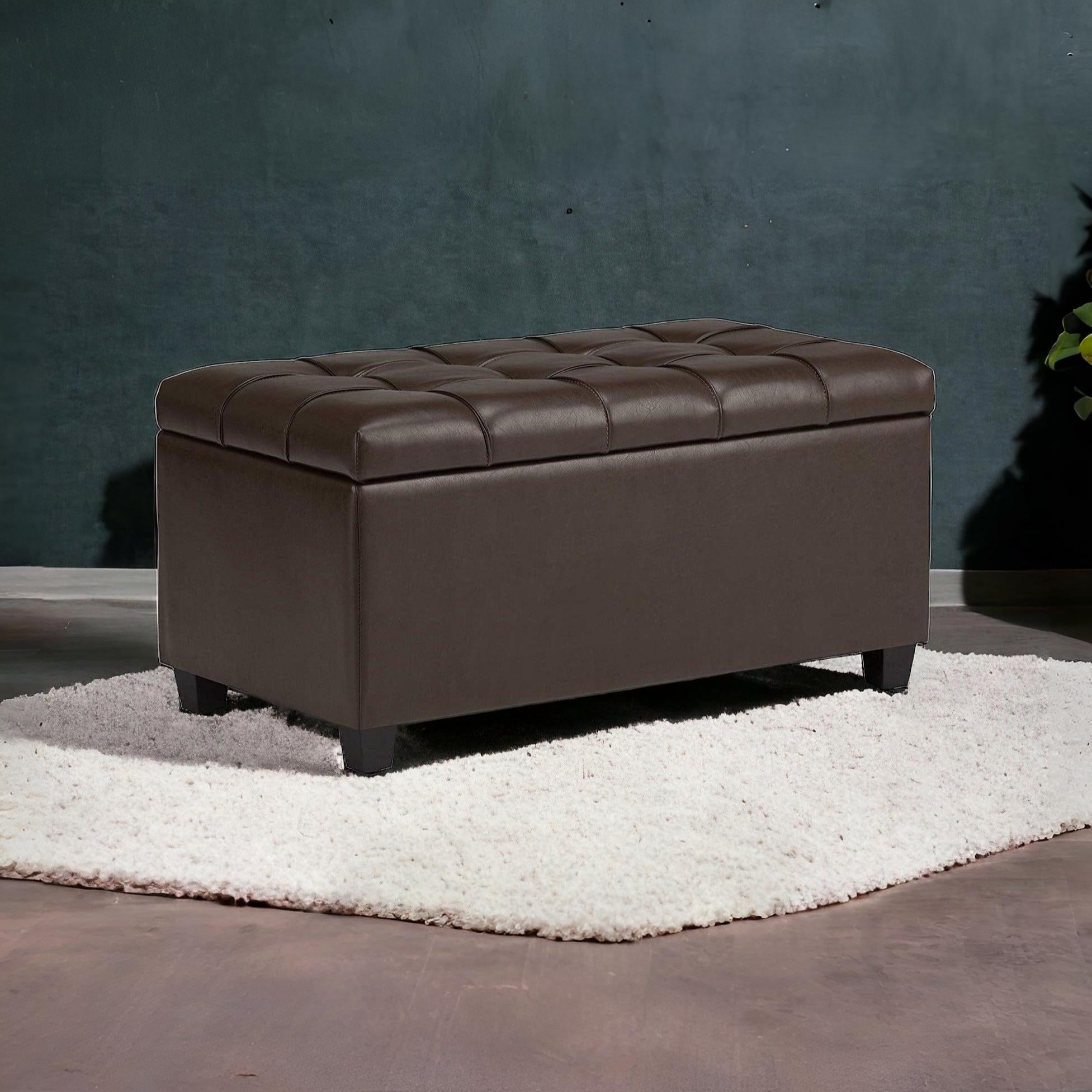 1 Seater Luper Tufted Storage Ottoman Pouffes with Storage Satin (Leatherette) - WoodenTwist