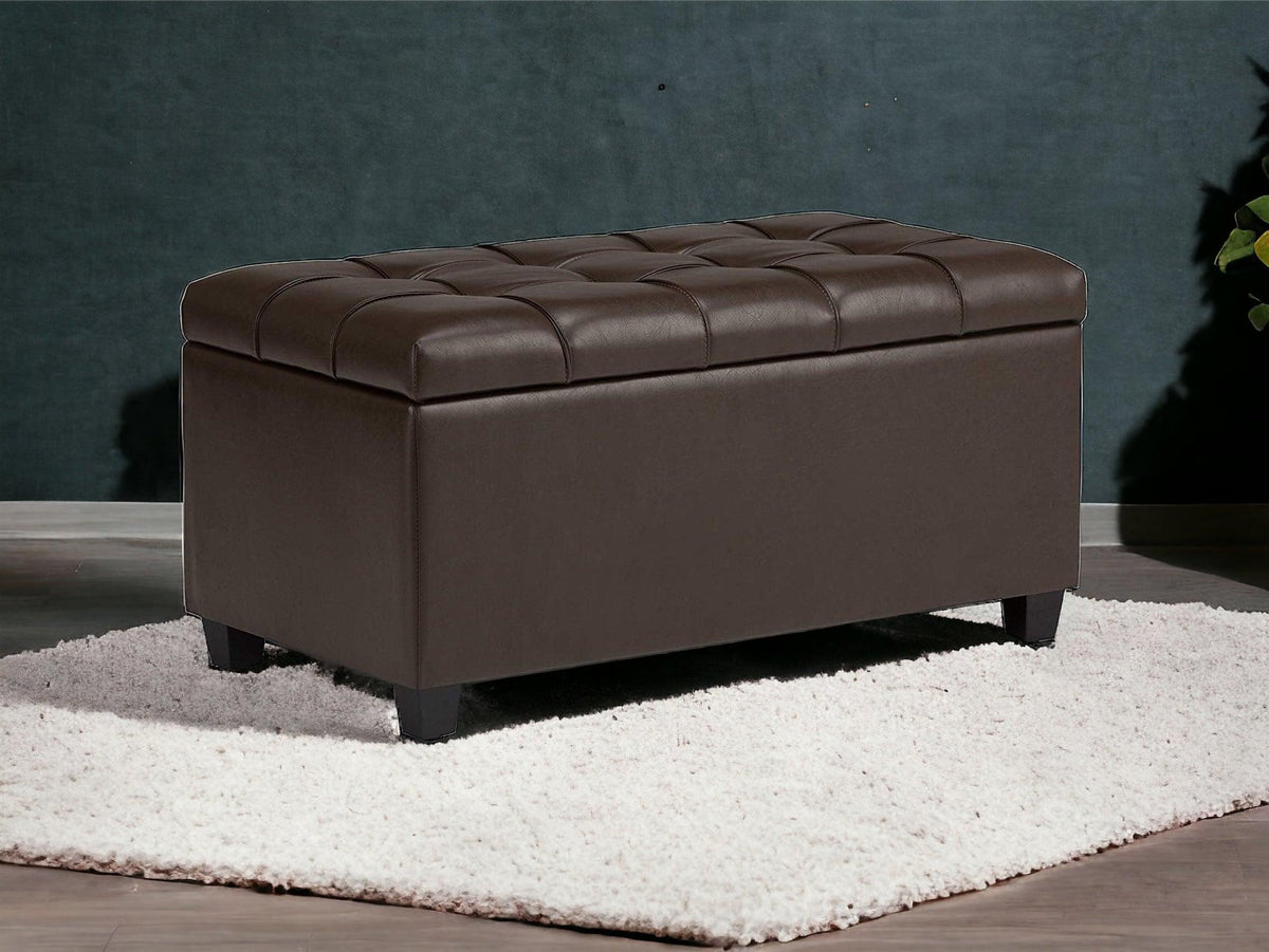 1 Seater Luper Tufted Storage Ottoman Pouffes with Storage Satin (Leatherette) - WoodenTwist