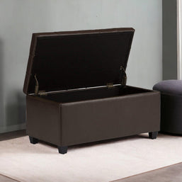 1 Seater Luper Tufted Storage Ottoman Pouffes with Storage Satin (Leatherette) - WoodenTwist