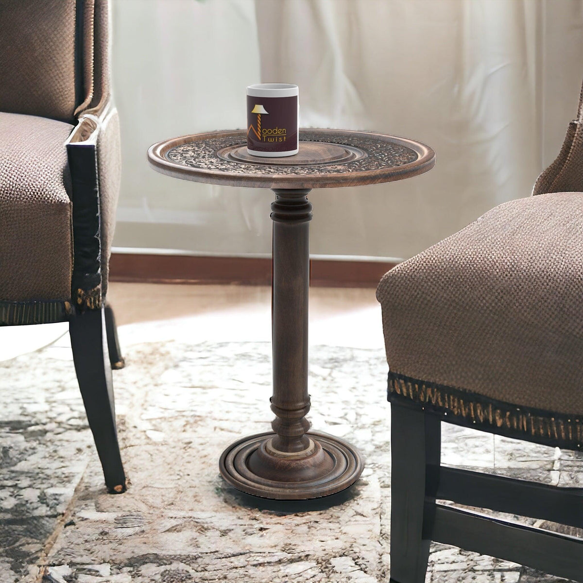 Sculpte Hand Carved End Table
