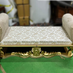 Wooden Twist Royal Hand Craved Teak Wood Sofa Couch Bench ( Golden ) - WoodenTwist